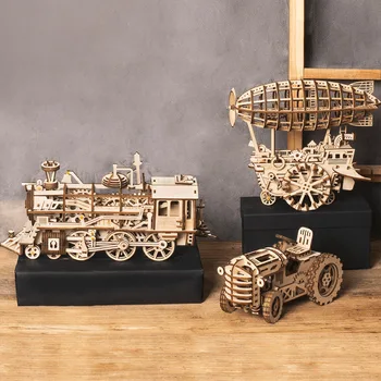 

3D puzzle wooden mechanical transmission model DIY handmade toy model simulation ornaments home decoration Retro and Nostalgic