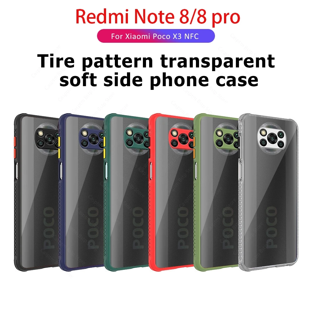 Clear Case For Xiaomi Mi 10T Pro Poco X3 NFC Note 9s 9Pro Max Slim Silicone Edge Acrylic backboard Soft Phone Back Cases Cover | Мобильные
