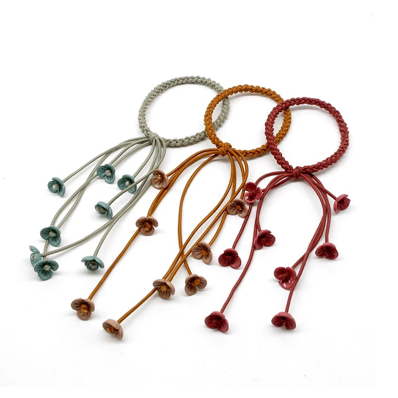 Tassel Braid Headband Elastic Baby Headbands Flower Sweet Elegant Newborn Baby Hair Rope For Girls Ribbon Hair Accessories