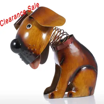 

Tooarts Shakes Head Puppy Iron Handmade Spring Wire Puppy Figurine Statuettes Home Arts Decoration Gift Craft Miniature