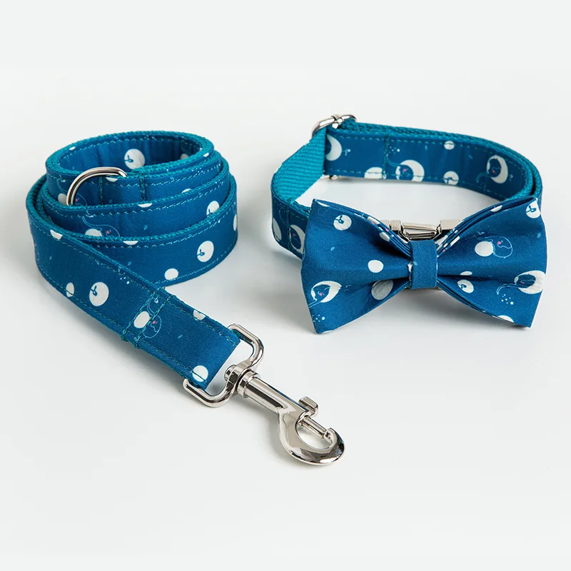 Cute Printed Dog Collar And Leash Set Small And Large Dog Collar With