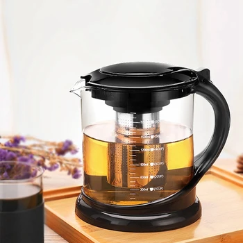 

1800Ml Large Glass Tea Pot for Puer Tea Party Oolong with Stainless Steel Tea Infuser Kettle Heated Container Teapots