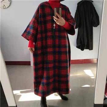 

SuperAen Spring New 2020 Women Dress V Neck Wool Plaid Casual Ladies Dress Korean Style Fashion Wild Women Clothing