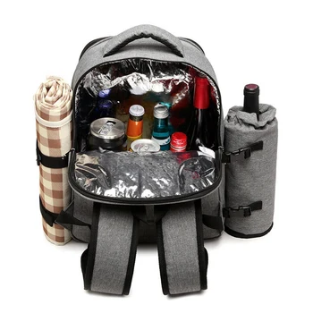 

Hot HG-Large 4 Person Picnic Backpack Cooler Bag Insulated Hamper Bottle Holder Blanket