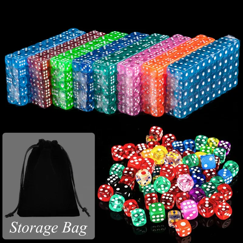 10/30Pcs Portable Table Games Dice 14MM Acrylic Round Corner Board Game Dice Party Gambling Game Cubes Digital Dices with Bag 1 set polyhedral dice cup drinking board game gambling dice box with 9mm table games
