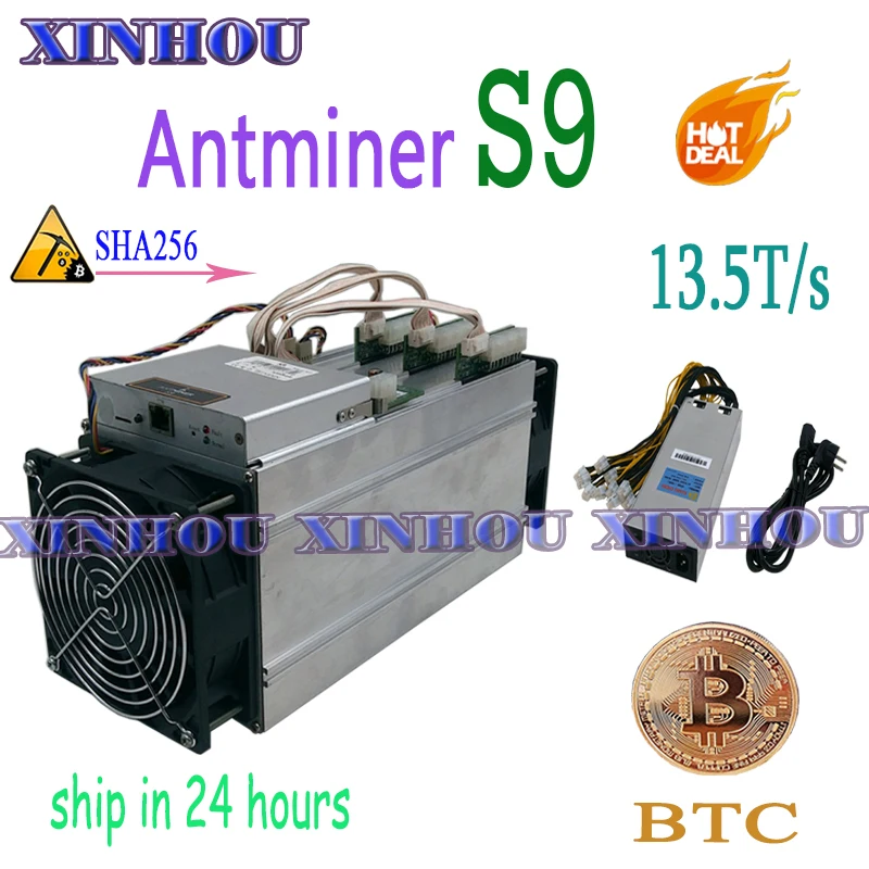 

Майнер биткоинов AntMiner S9 13,5 T SHA256 asic, б/у, более экономичный, чем S17 S9K T17 M3 M21S M20S Innosilicon T2T T3