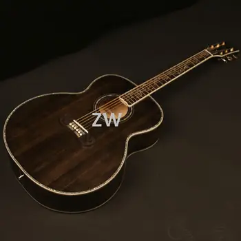 

Jumbo DJ20 Electrionic Acoustic Guitar Jumbo Solid Spruce Top Real Abalone Inlay Grover Tuner Flamed Maple Back&Side Trans Black