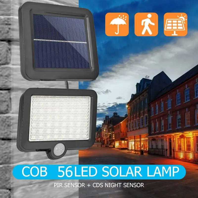 COB 56LED Солнечная Сплит лампа датчик движения водонепроницаемый Наружное ночное освещение 3 режима