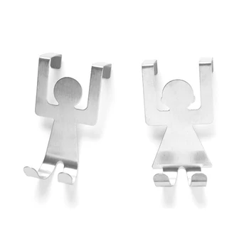 

2/5pcs Stainless Steel Storage Rack for Kitchen Lovers Shaped Hooks Hanger Clothes Towel Home Cabinet Door Hanger Rack LBShippi