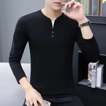 

2020 new men's base shirt long-sleeved t-shirt v-neck men's spring clothes autumn clothes trend compassionate