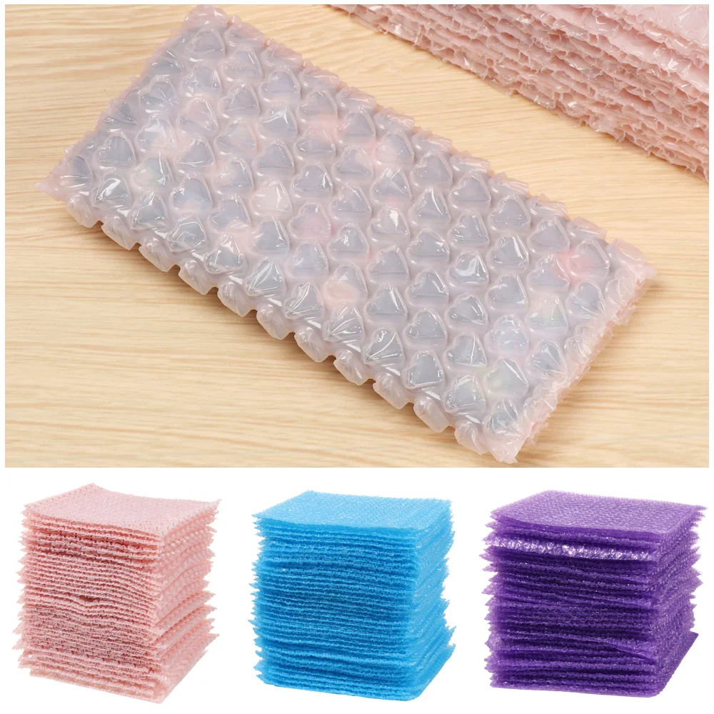 Bolsas pequeñas de burbujas transparentes de colores, envoltura de embalaje, doble película, espuma de burbuja, bolsas de embalaje, bolso acolchado a prueba de golpes, 50 Uds.