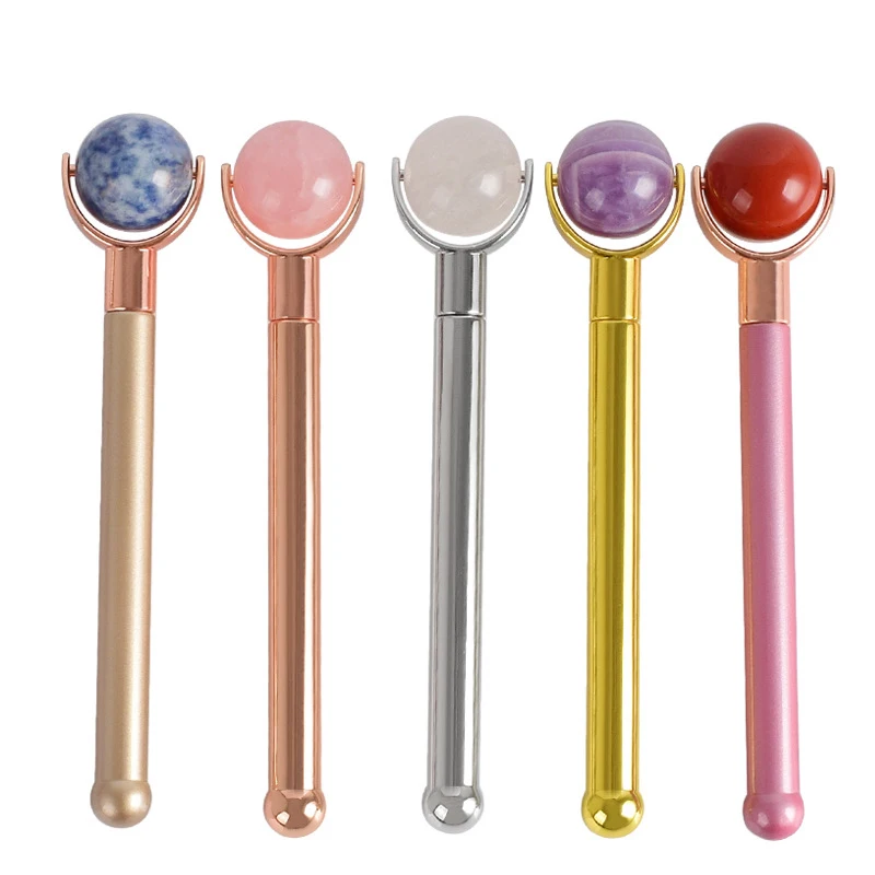 Natural jade crystal beauty massage lollipop massage roller ball massage facial jade push facial eye skin care tools