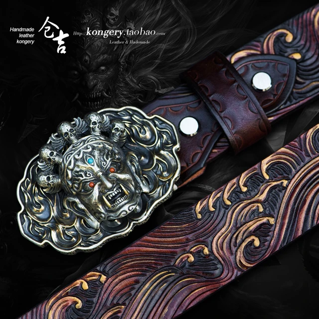 manual panels and copper belt buckle big black Chinese wind restoring  ancient ways cowhide leather belt, leisure belt - AliExpress