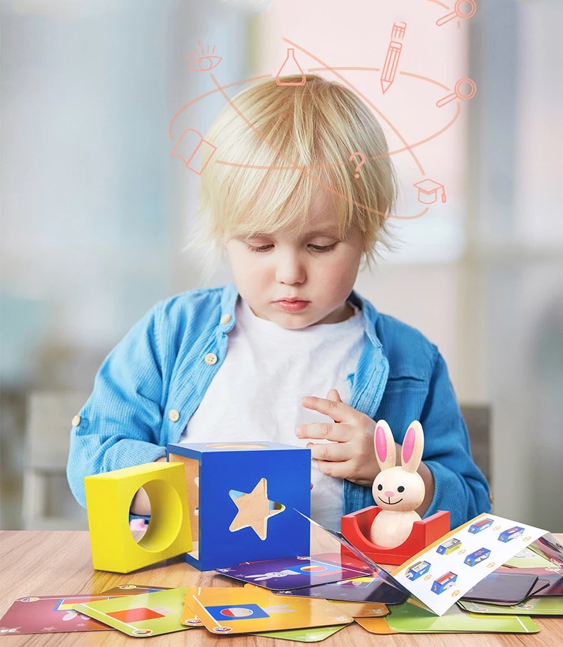 Smart Hide& Seek Board Games wooden toy cute rabbit magic box hide and seek blocks puzzle parent-child interactive board game