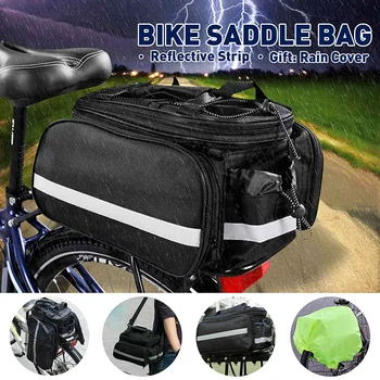 

Waterproof Removable Carry Bicycle Road Mountain Saddle Seat Trunk Handbag Bag Rack Travel Pannier+Raincover