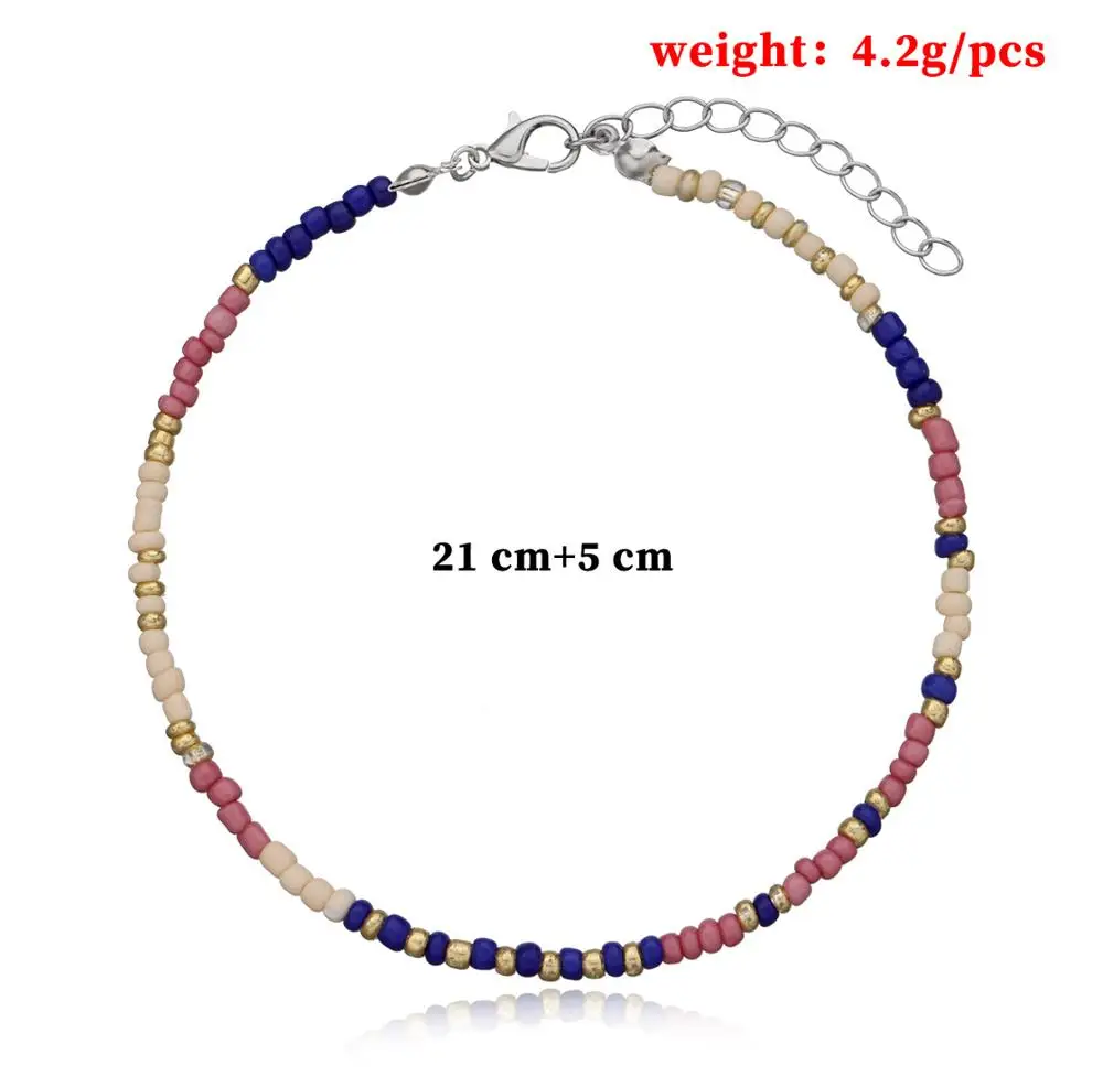New Hip Hop Flower Daidy Bead Anklet Bracelet For Women Bohemian Colorful Handmade Elastic Strech Ankle Jewelry Gift