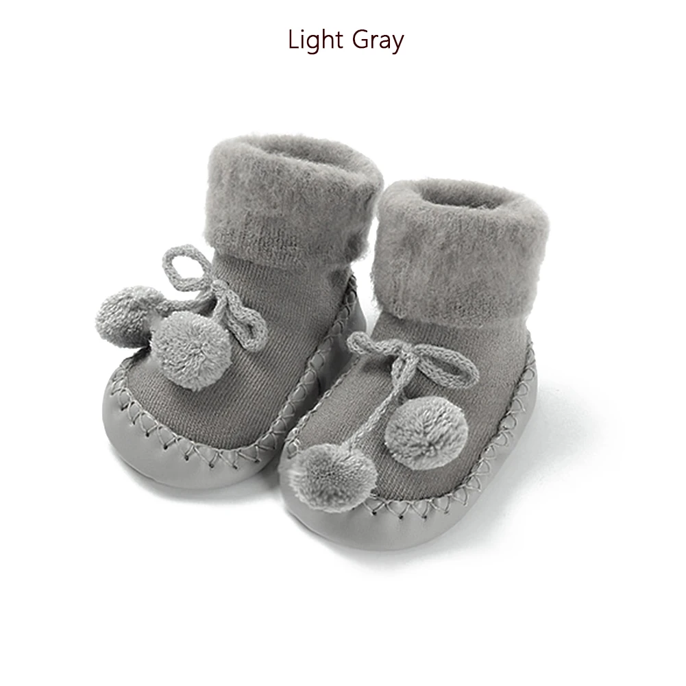 Light Gray Зимние тапочки для детей ясельного возраста носки для новорожденных хлопковые нескользящие модные осенне-зимние мягкие милые носки для маленьких девочек и мальчиков - Цвет: Light Gray