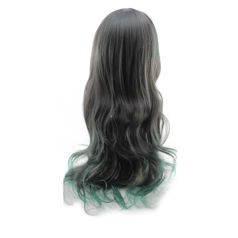 black green Similler, парики для косплея, синтетические, для женщин, радужные, многоцветные, кудрявые, парик, жаростойкое волокно, белый, красный, 12 цветов - Цвет: black green