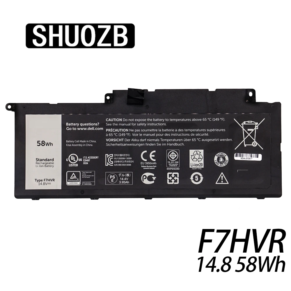 SHUOZB Новый F7HVR Аккумулятор для ноутбука 14 8 V 58Wh Dell Inspiron 15 7000 series 15-7537 14-7437 17-7737 062VNH T2T3J