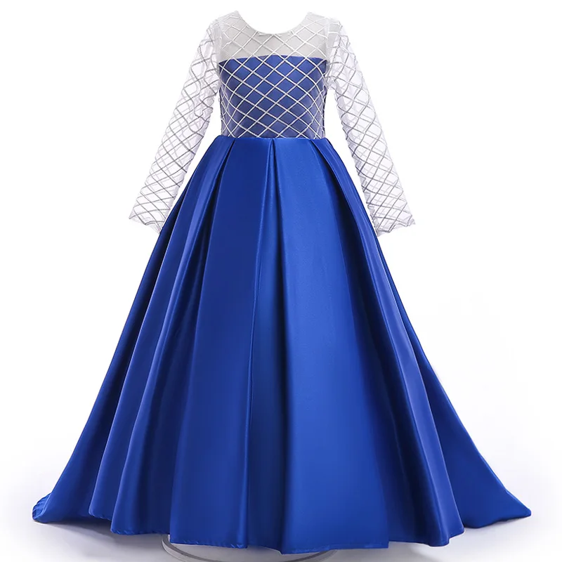 Navy blue Летние Детские платья для девочек, свадебное платье, вечерние платья с вышивкой для девочек-подростков, костюмы для девочек 4, 5, 6, 7, 8, 9, 10, 11, 12 лет - Цвет: Navy blue