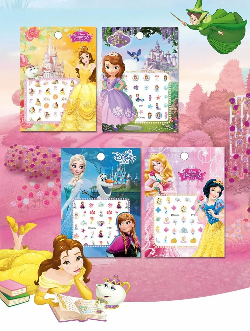ディズニー漫画冷凍プリンセスエルザアンナ白雪姫メイクアップネイルステッカーミニーミッキー人魚ステッチステッカーのおもちゃ Stickers Aliexpress