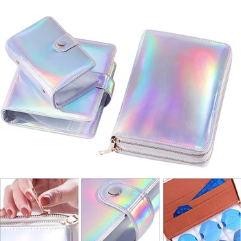 

10 Slots Portable Large Capacity Card Bag Album Storage Rainbow Color Nail Stamping Plate Holder Individual Organizer Shinning