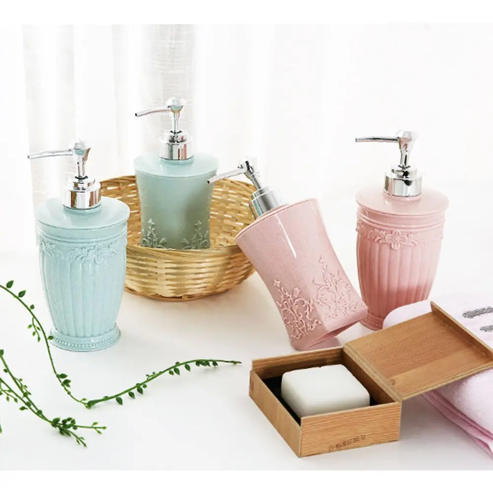 400ml Liquid Soap Dispensers Pressing Carved Plastic Refillable Liquid Soap Distributor Bathroom Set Bathroom Accessories 400ml Liquid Soap Dispensers Pressing Carved Plastic Refillable Liquid Soap Distributor Bathroom Set Bathroom Accessories