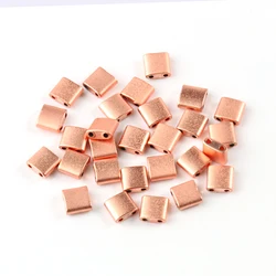 Elegant Rectangular Gold & Silver Hematite Spacer Beads - 5x5x2mm 70 - 72pcs (Matte rose gold)