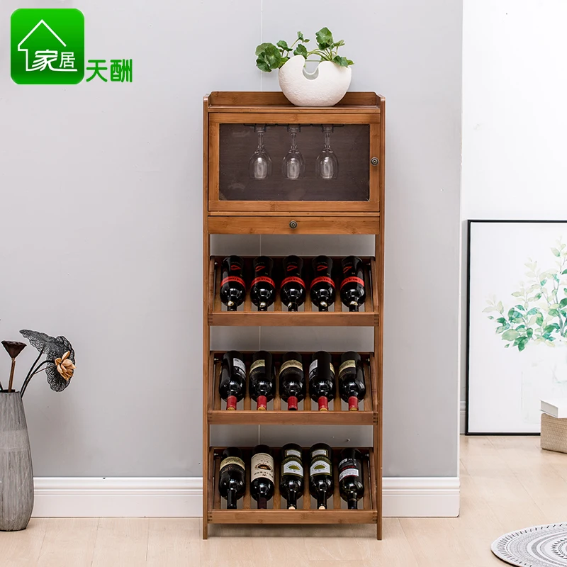 Wine Rack Rack Wine Rack Solid Wood Bamboo Home Living Room Dining Room Wine Cabinet Modern Simple Small Red Wine Cup Holder
