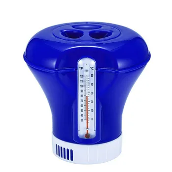 

Swimming Pool Hot Spring Floating Applicator with Thermometer 8 Inch Chemical Chlorine Dispenser Cleaner WHShopping
