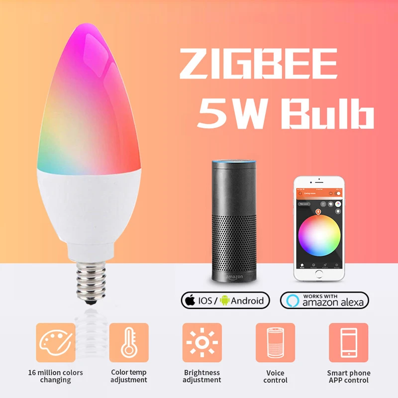 E12 E14 Bluetooth LED Smart Bougie Ampoule Lampe Compatible Alexa Google Home