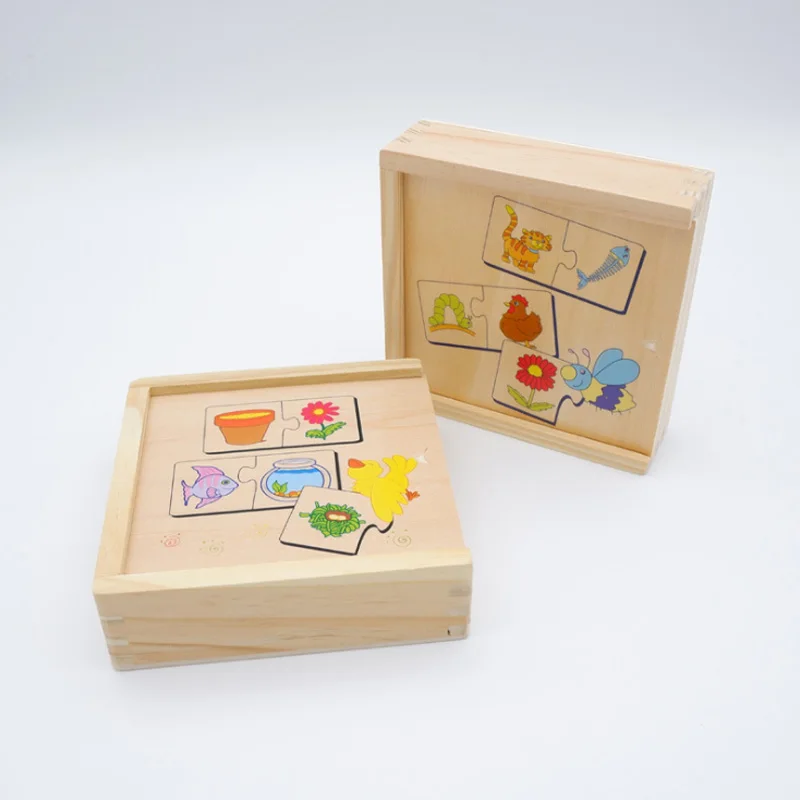 New New 4 Styles Wooden Puzzle Toys Children 3D Puzzle Figure/Animals/Food Mtachin Toy Drawing Board Learning Wood Toys D125