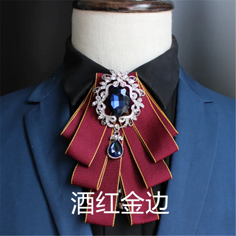 Ribbon Bowtie Элегантная мужская и женская свадебная деловая Вечеринка воротник рубашка галстук-бабочка британская эластичная лента сплав Стразы Униформа лента галстук-бабочка - Цвет: Ribbon Bowtie