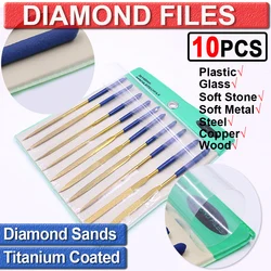 Juego de modelado de 180mm para reparación de joyas, joyería, palabras clave, archivo de diamante, aguja de diamante, artesanía, 10 Uds. De precisión D30