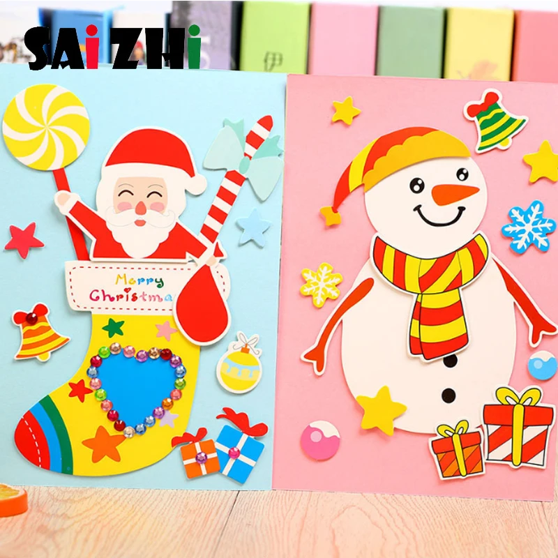 Поздравительные открытки Saizhi с Санта-Клаусом рождественской елкой