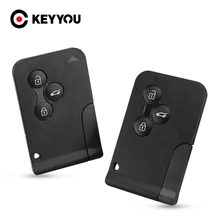 KEYYOU-carcasa de llave de tarjeta inteligente de repuesto para Renault, carcasa de llave remota con 3 botones para Renault Clio Logan Megane 2 3 Koleos Scenic