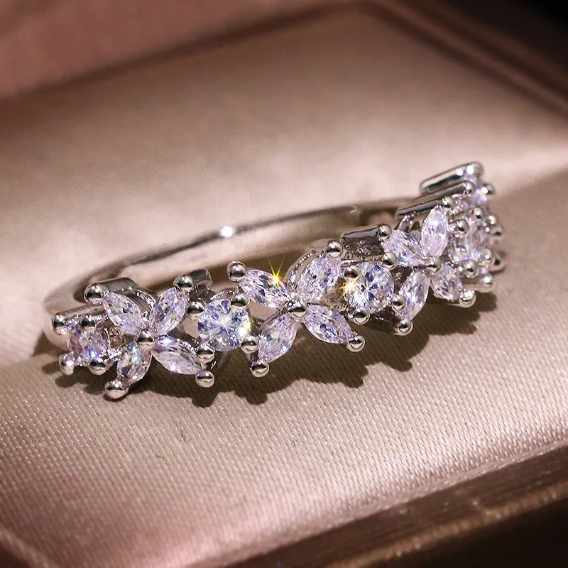 CC Wedding Rings For Women Silver Plated Simple Single Row Cubic Zirconia Temperament Jewelry Ring CC3118 silver rings