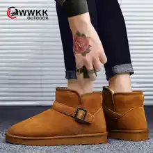 WWKK/мужские зимние ботинки; обувь на плоской подошве; зимняя женская теплая обувь на платформе; коллекция года; женские замшевые ботильоны из флока на меху