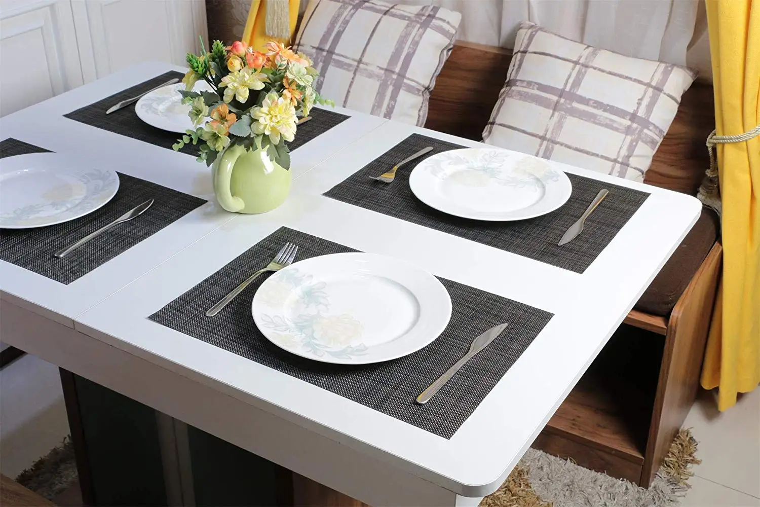 metable Homcomodar Placemats and Coasters set of 6 Heat Resistance Durable PVC Table Mats for Dining Tables