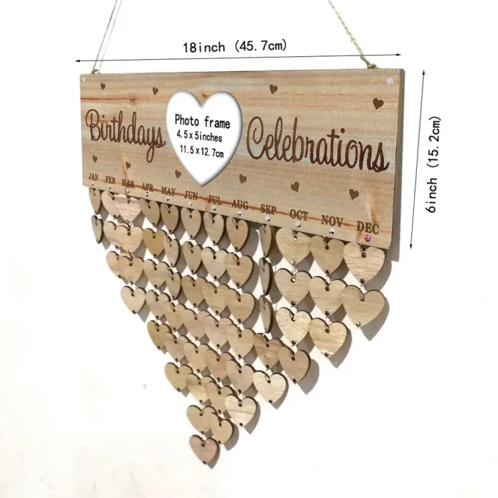 Hot Wood Birthday Reminder Board Birch Plaque DIY Calendar Special Dates Planner Board Decor PLD