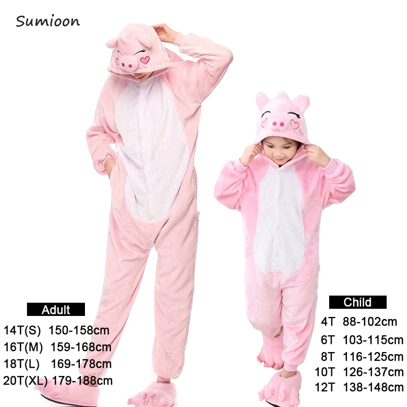 Pink pig Kuguurumi Onesie/Детская Пижама для девочек и мальчиков; Пижама с единорогом для женщин; Детский костюм; зимняя Пижама с изображением животных, стежка, пингвина, Единорога; детская пижама - Цвет: Pink pig