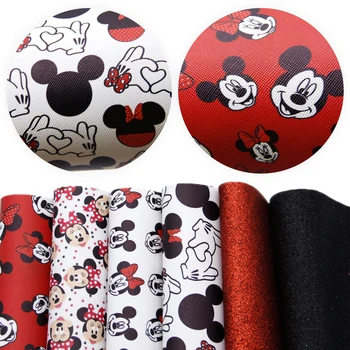 

6Pieces/set 20*34cm Cartoon Animal Printed Synthetic Leather Patchwork Fabric for Hair Bow Handbag Shoes Sheet DIY,1Yc7712