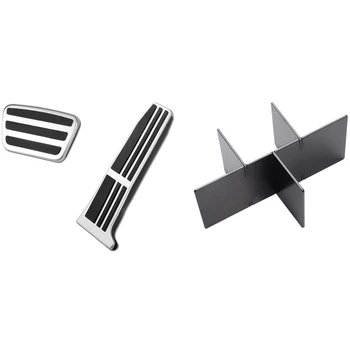 

1Pcs Car Central Armrest Interval Storage Box & 1 Set Pedal Covers Anti-Slip Accelerator Pedals Brake Foot Pedal Pads