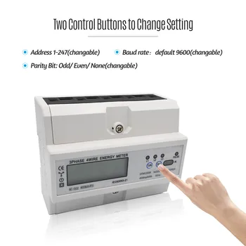 

DTM125SR 3 Phase 4 Wire DIN-Rail Energy Meter AC220/380V 10(40)A KWh Meter Power Consumption Monitor with LCD Display