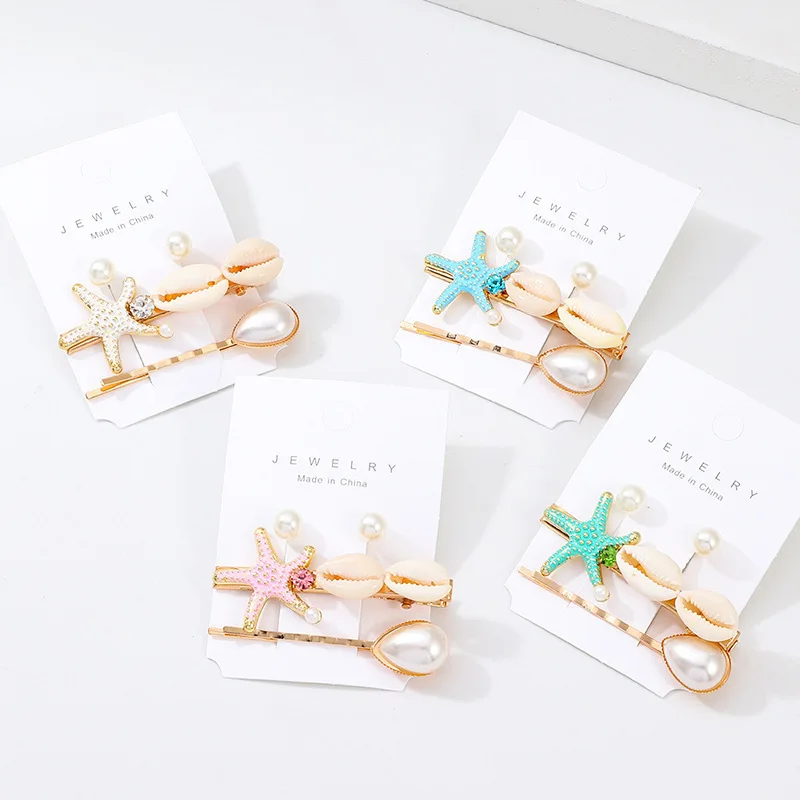 Fashion Pearl Sea Shell Conch Hair Clip For Women Girl Bridal Metal HairPin Barrette Hair Accessories Jewelry Ocean Series