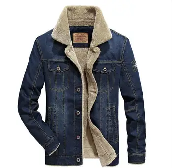

winter Men Jacket And Coat Warm Fleece Denim Jacket Fashion Mens Jean Jackets Outwear Male Cowboy Plus Size 6XL