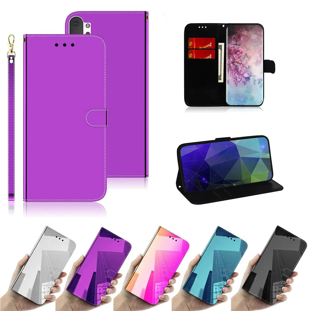 S8 S9 S10 Plus откидной Чехол для samsung Note 10 Pro с зеркальной магнитной застежкой из