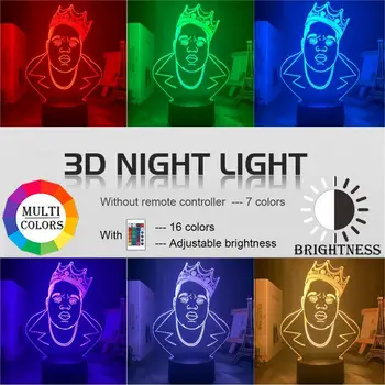 

The Notorious King Rapper 3d Lamp for Home Decoration Nightlight Dropshipping Fans Product Table Led Night Light Biggie Gift