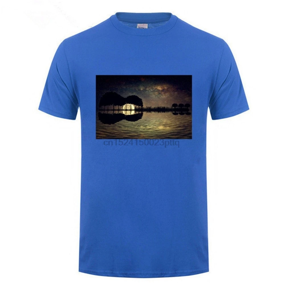 

Create Awesome Tee Shirt Mens Guitar Island Moonlight T-Shirt Streetwear Men T Shirt Unique Short Sleeve Tshirt
