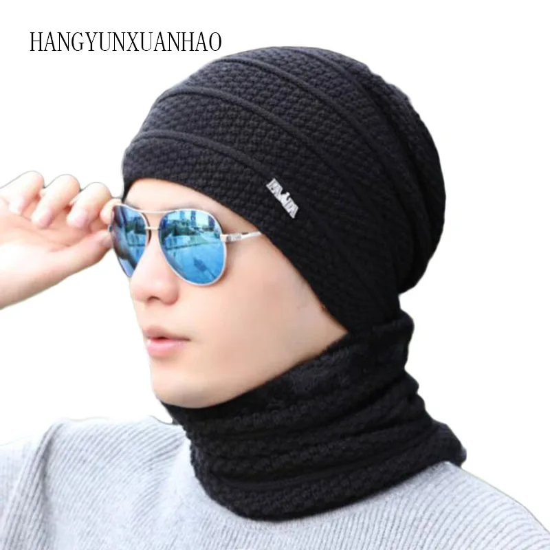 

HANGYUNXUANHAO 2-Pieces Winter Beanie Hat Scarf Set Warm Knit Hat Thick Knit Skull Cap for Men Women